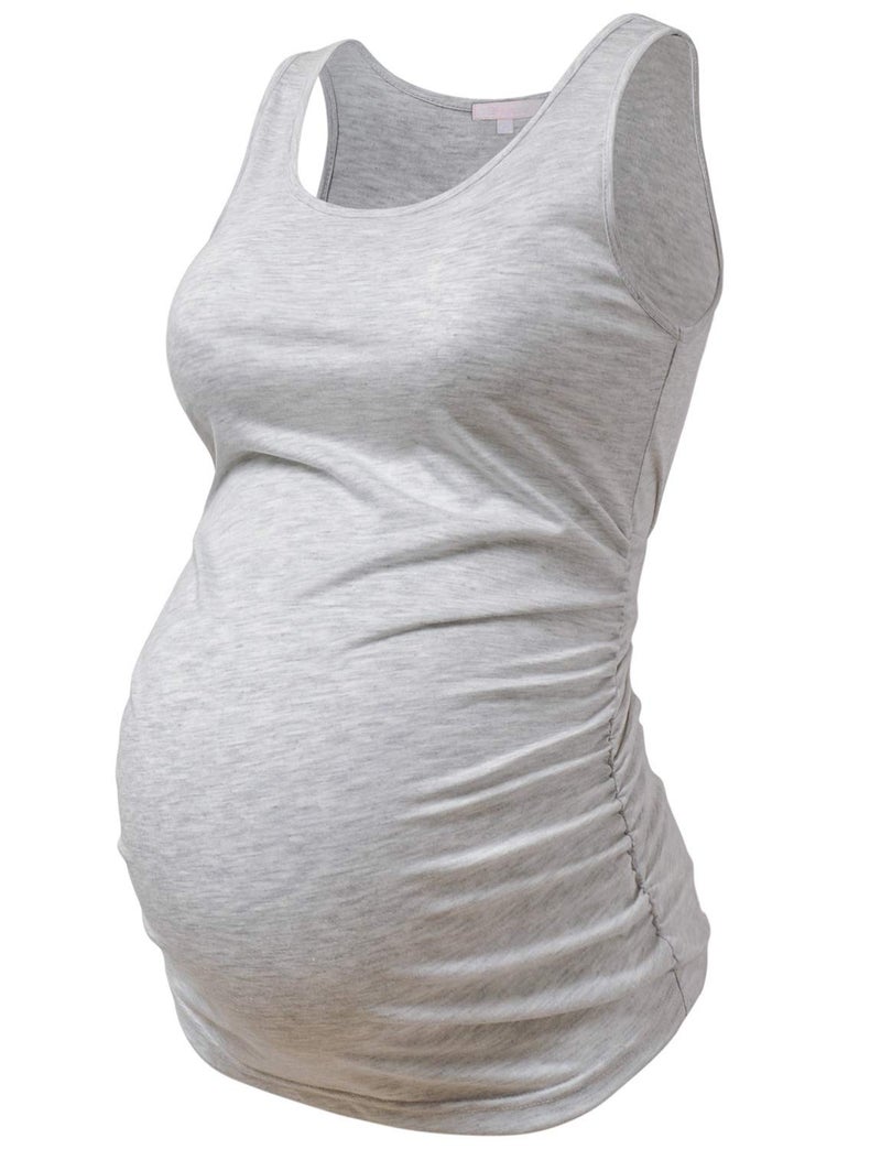 Bhome Sleeveless Maternity Tshirt Pregnancy Tank Top Basic Top Grey L - Image 1